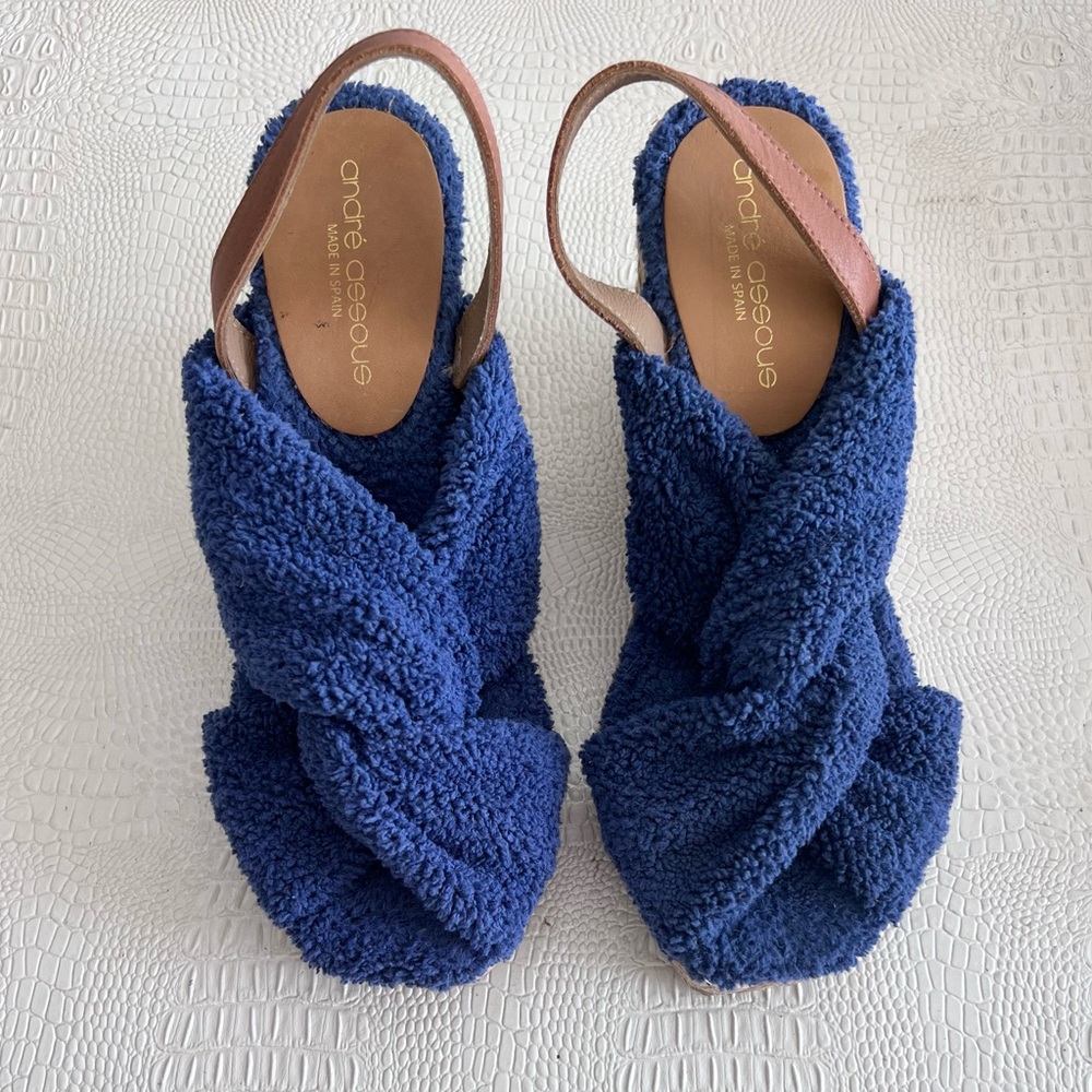 ANDRE ASSOUS Women's Gertie Slingback Wedge Espadrille Sandal Navy - 7